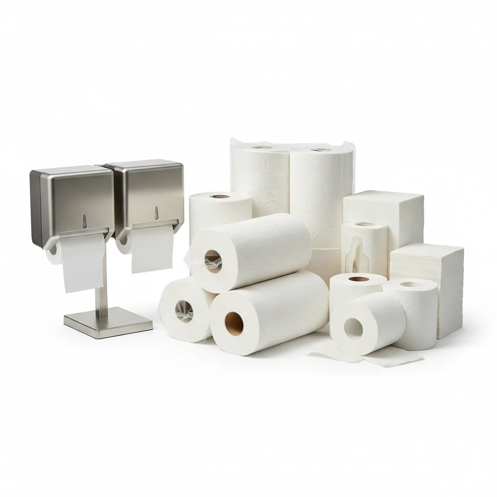 Roll towels, tissue and stainless steel wall dispensers