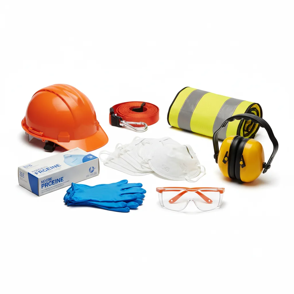 Hard hat, safety glasses, gloves, masks and ear protection